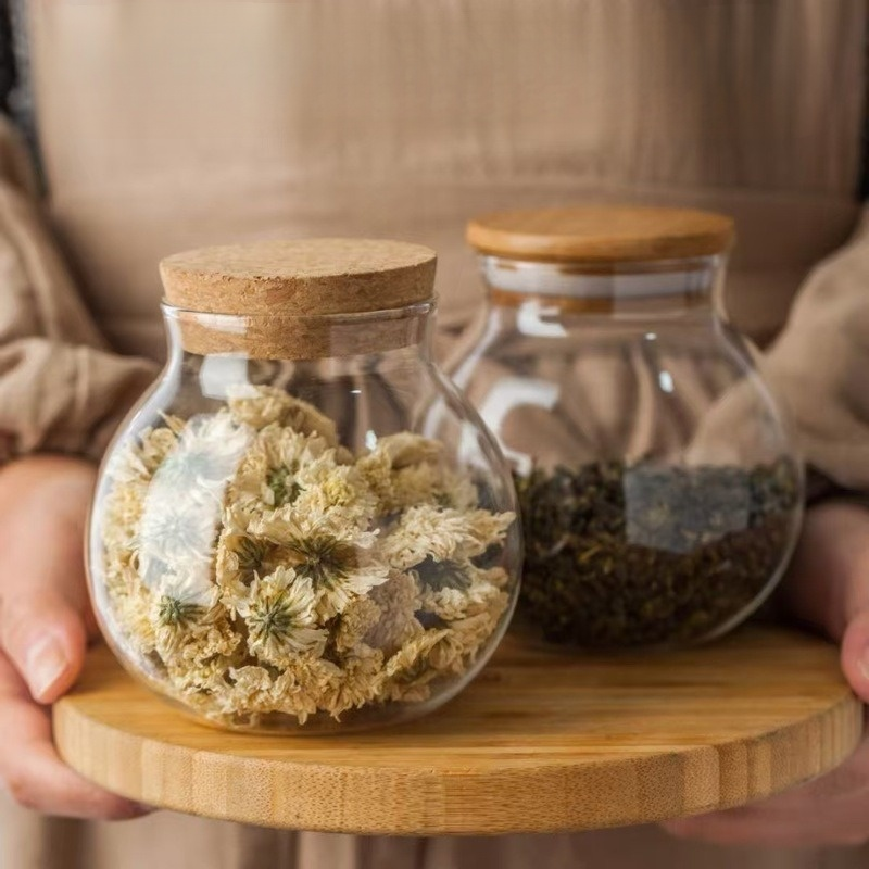 투명 유리 밀폐 저장 용기 – 식품/견과류/곡물 보관 유리병/차통