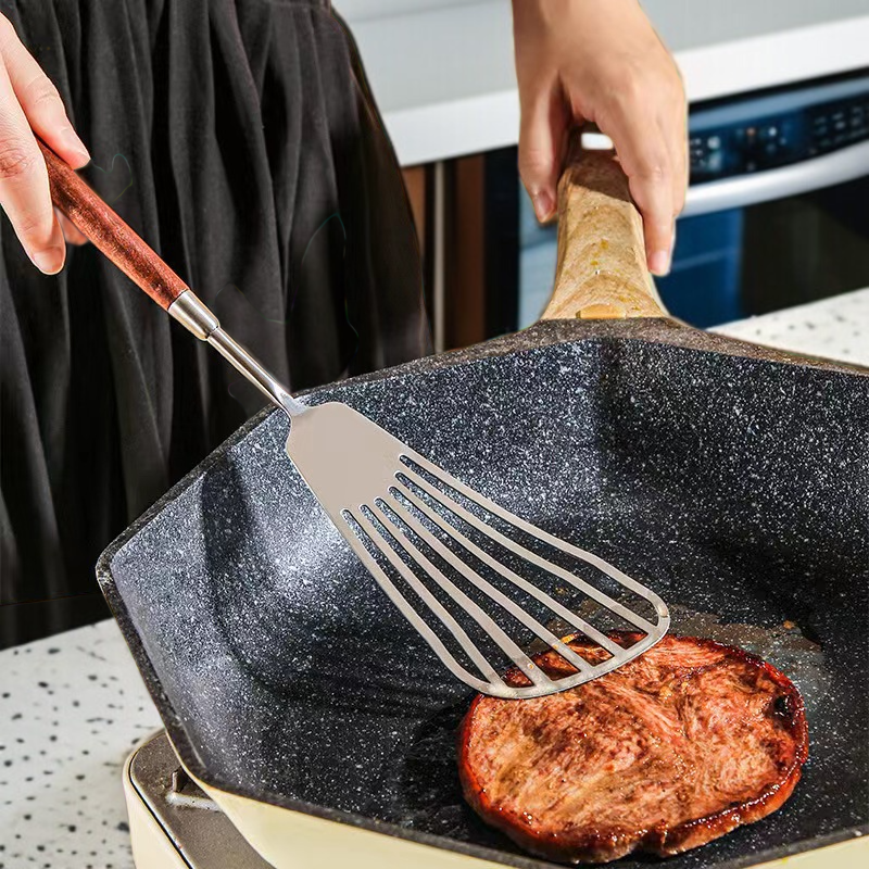 家庭用ヘラ ウォールナット・キッチン雑貨 クッキングステンレスヘラ ケーキ・スープ・スプーン・ナイフ・ヘラ ナイフ ヘラセット 鍋用食器