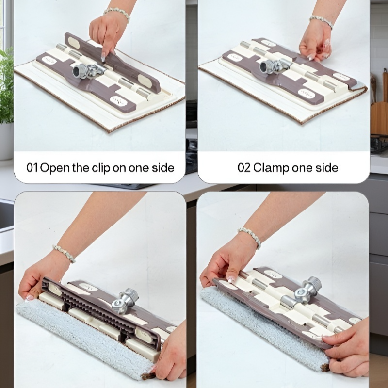  Adjustable Wet and Dry Flat Mop with Extendable Cloth Clamp