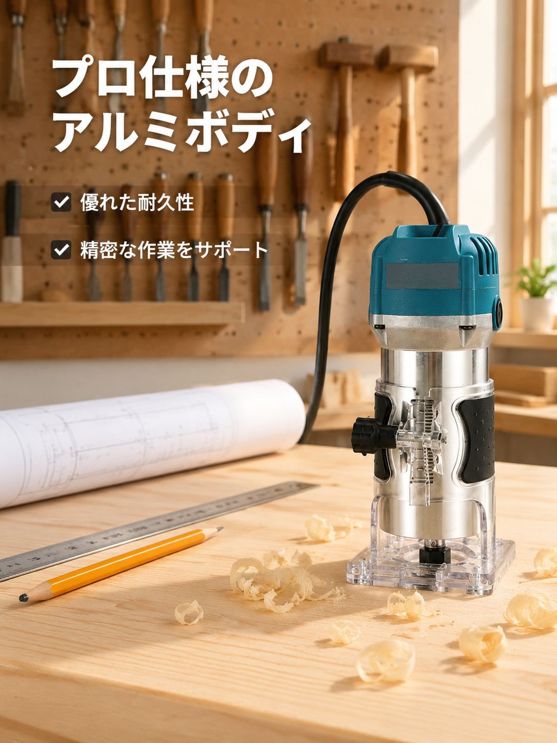 木工専用電動トリマー