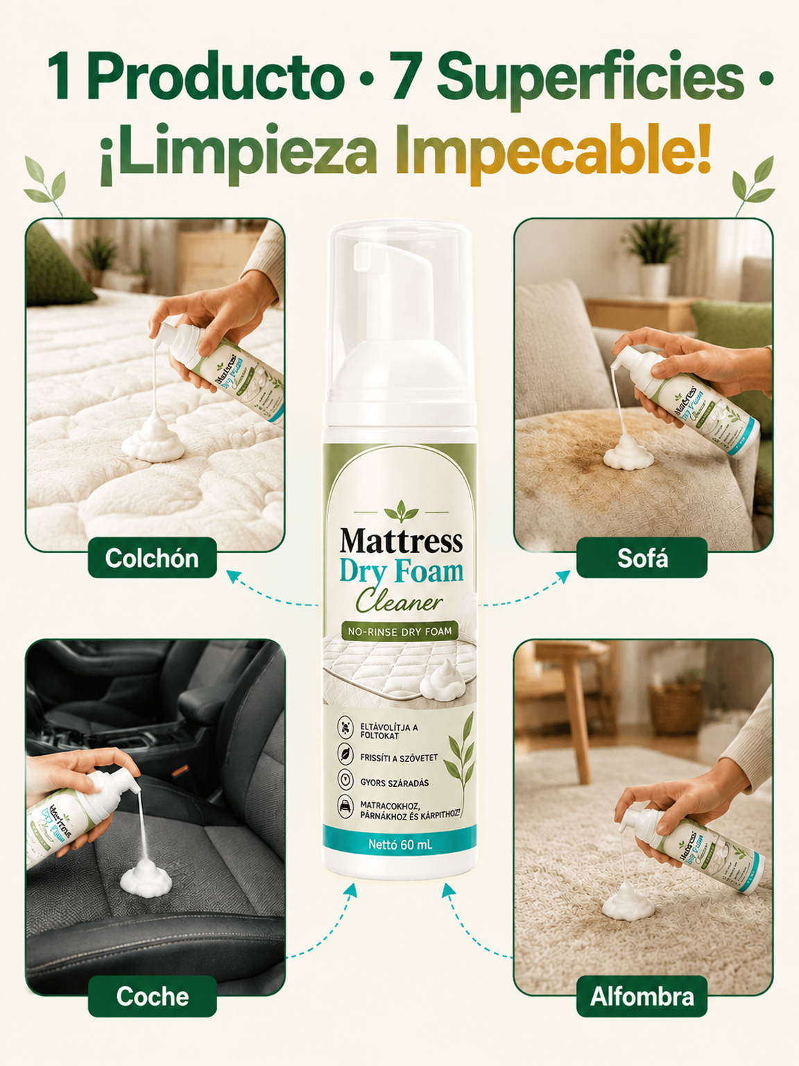 Limpiador de colchón de espuma sin lavado
