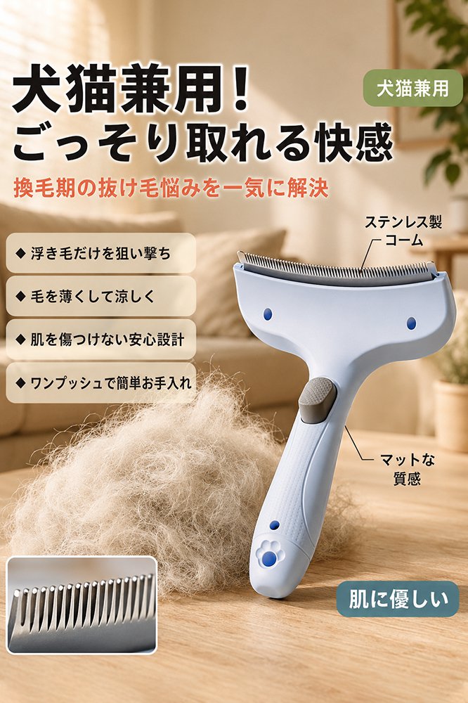 犬猫用 アーチ型抜け毛取りブラシ