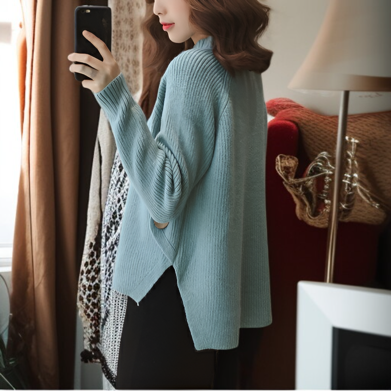 신상 가을겨울 여성 하이넥 니트, 루즈핏 한국 스타일 베이스레이어 탑