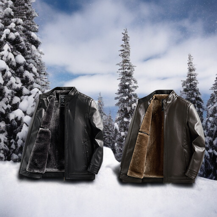 メンズフリース裏地と厚手のレザージャケット
