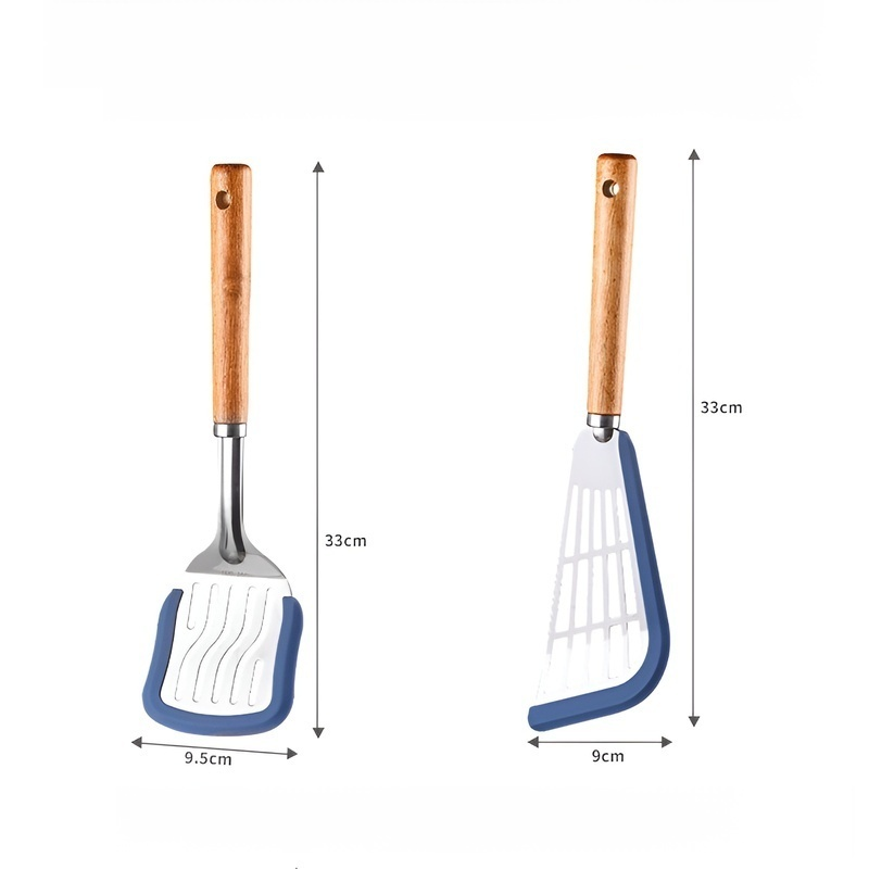 Solid Wood Handle Silicone Spatula for Non-stick Pans