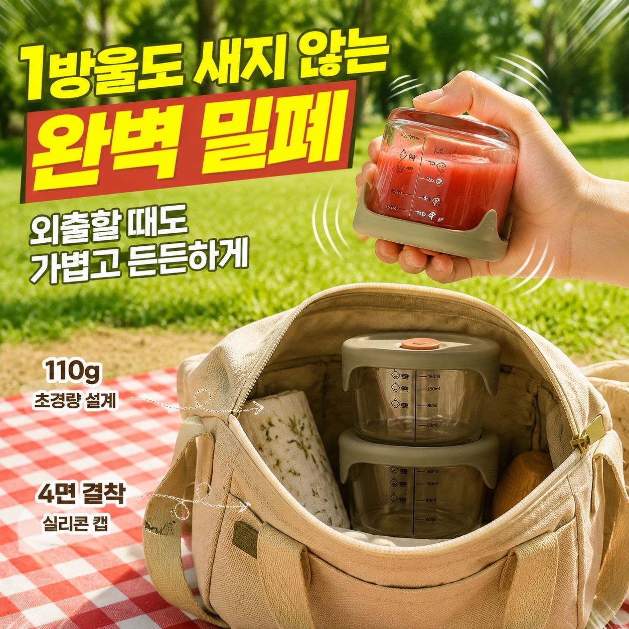 다기능 아기 이유식 유리 보관용기 계란찜 그릇 락앤락