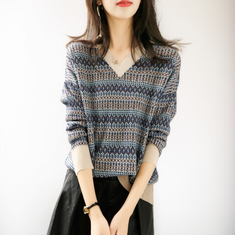 ルーズクラッシングニットセーター セーター テールゲートピックアップ トップス 引き出し Vネック トップス ルーズクラッシングセーター