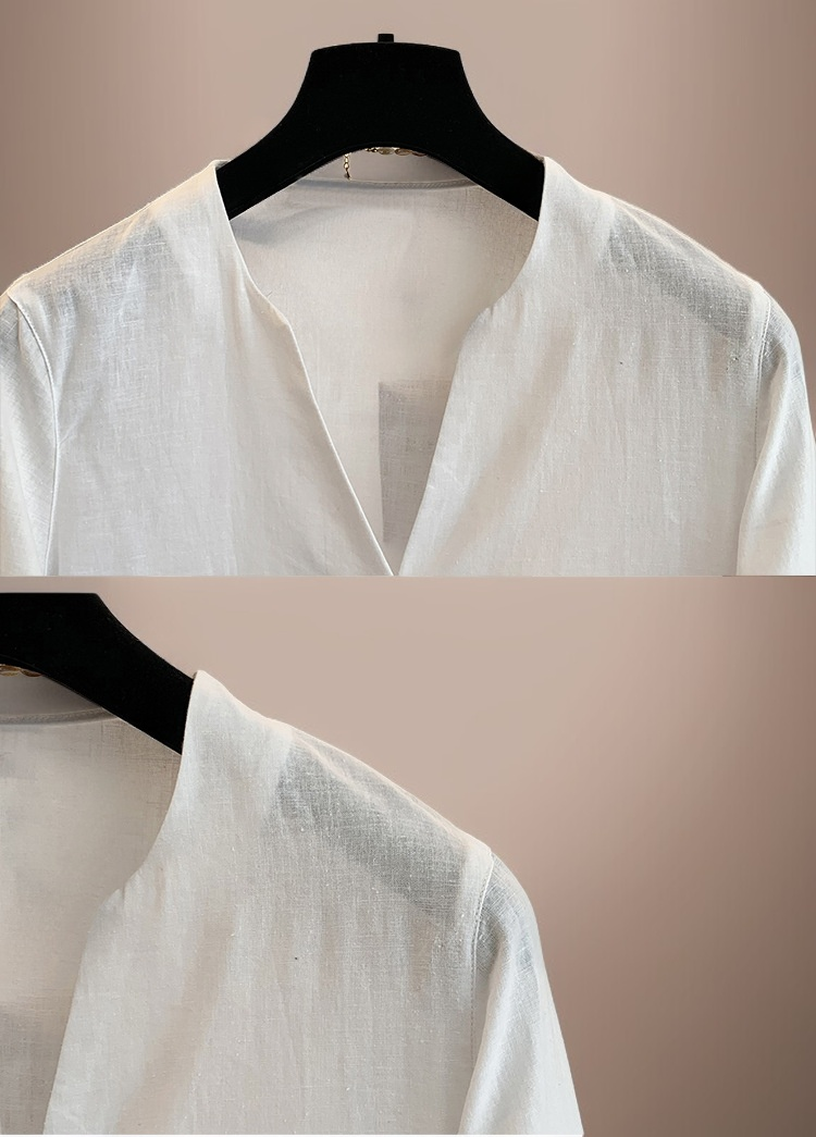 無地Vネックシャツの生地アップ画像