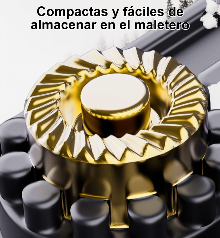 Detalle del diseño antideslizante de cadenas de nieve para coche