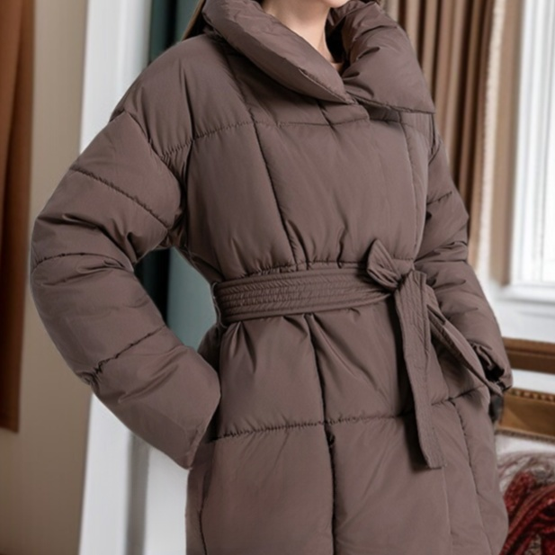 여성 하프 패딩 아우터 허리 여리여리 도톰 패딩 박시 패딩