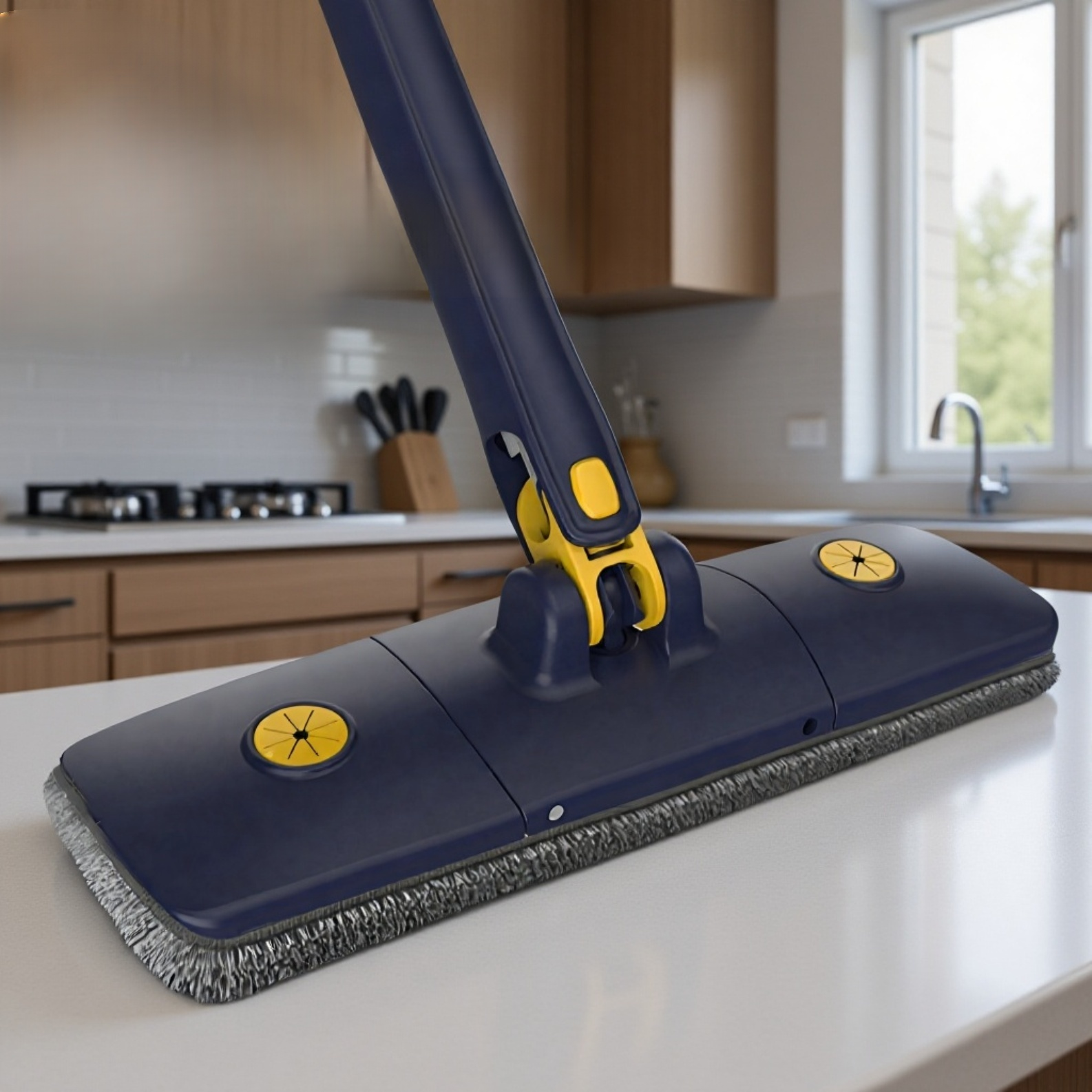 自動ねじれ水なし手洗いフラットモップ家庭用 36 センチメートル乾湿両用大型パネルモップヘッド回転ロッド速乾モップ