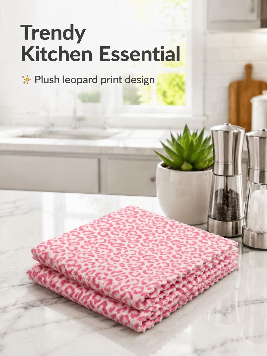 Leopard Print Thick Household Dishcloth, Highly Absorbent and Lint-Free
