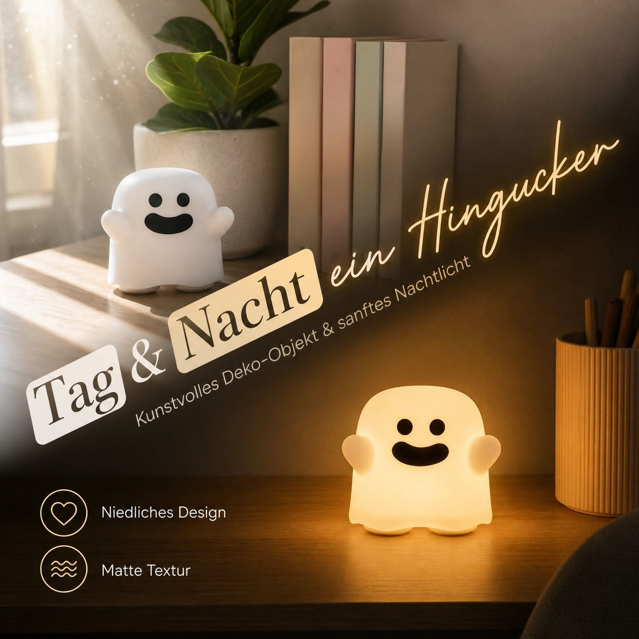Lustige Geister-Nachtlampe, dimmbare LED-Dekorleuchte