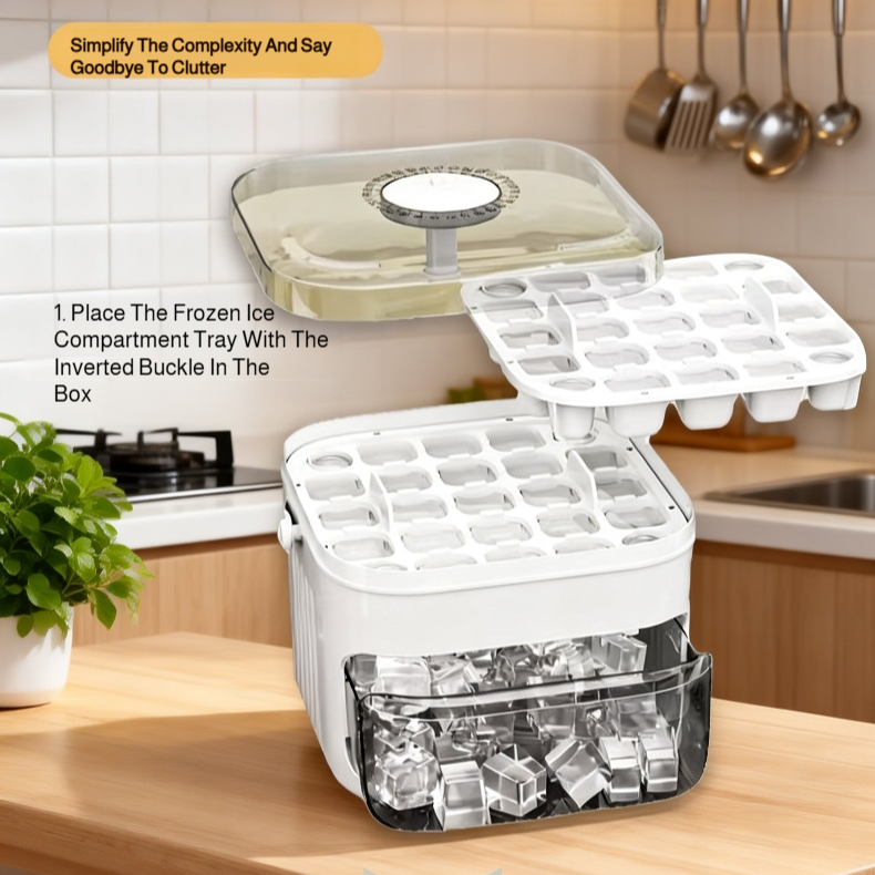 Easy-release plastic large-capacity ice storage press ice tray