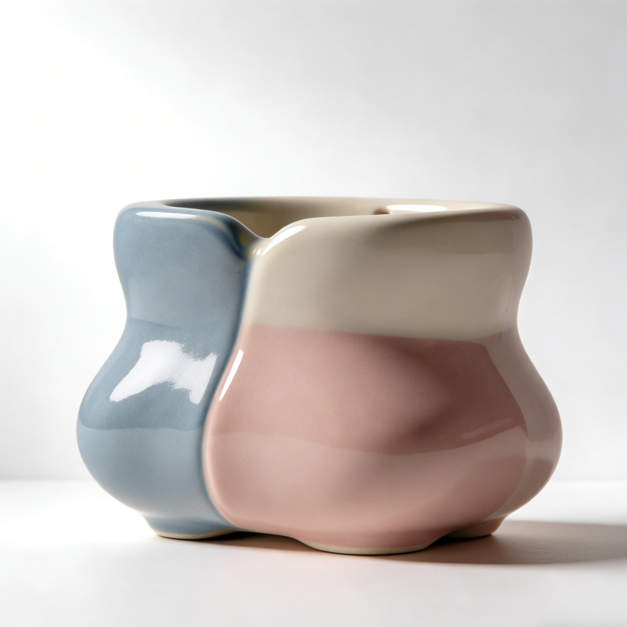 Creative Notched Design Ceramic Cup on wooden table