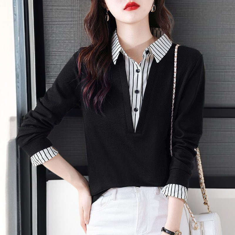 가짜 투피스 셔츠 여 긴팔 맨투맨 봄가을 신상 스타일리쉬 니트 상의 이너
