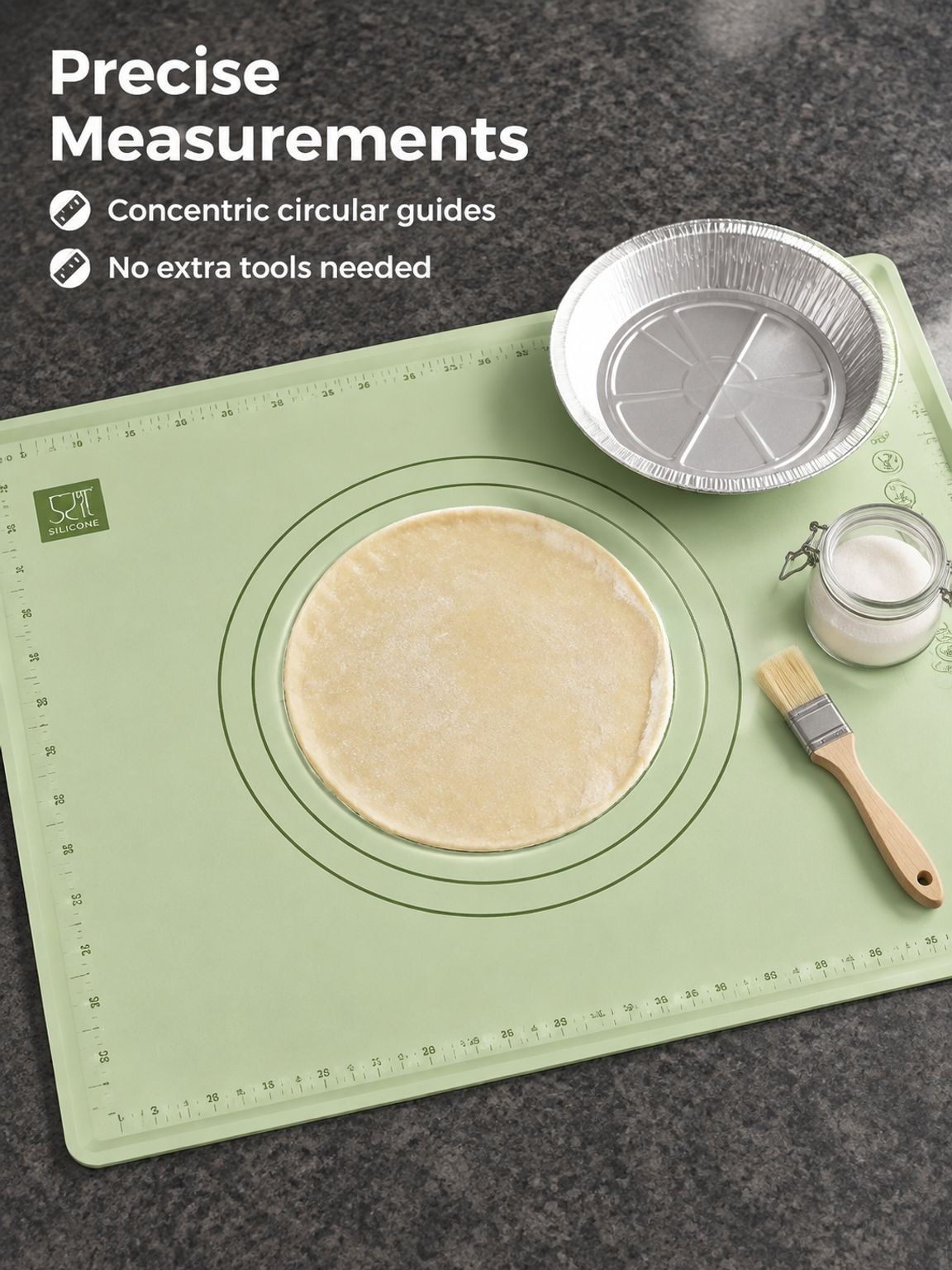 Silicone mat for rolling pizza dough