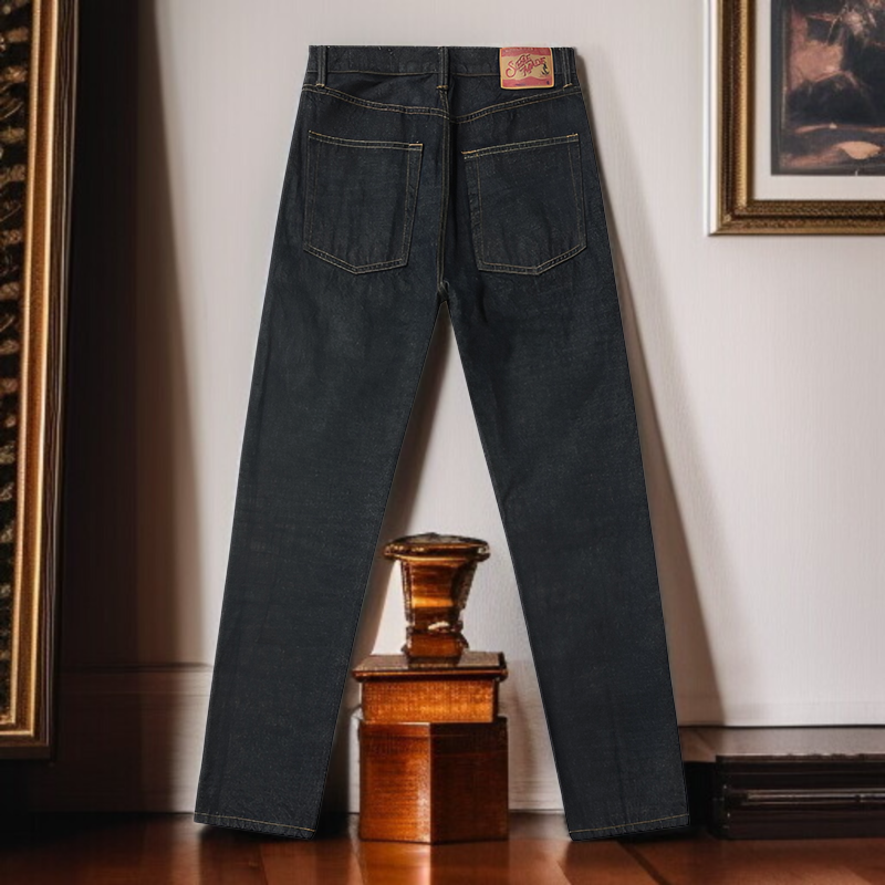15オンスヘビーオンスセルビッチデニム メンズスリムジーンズ 原色小脚パンツ
