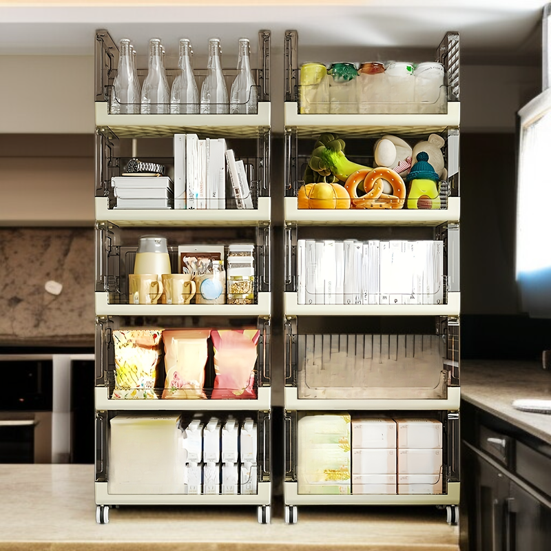 عربة تخزين بعجلات بطبقات متعددة، لتخزين الألعاب والأغراض المنزلية المتنوعة