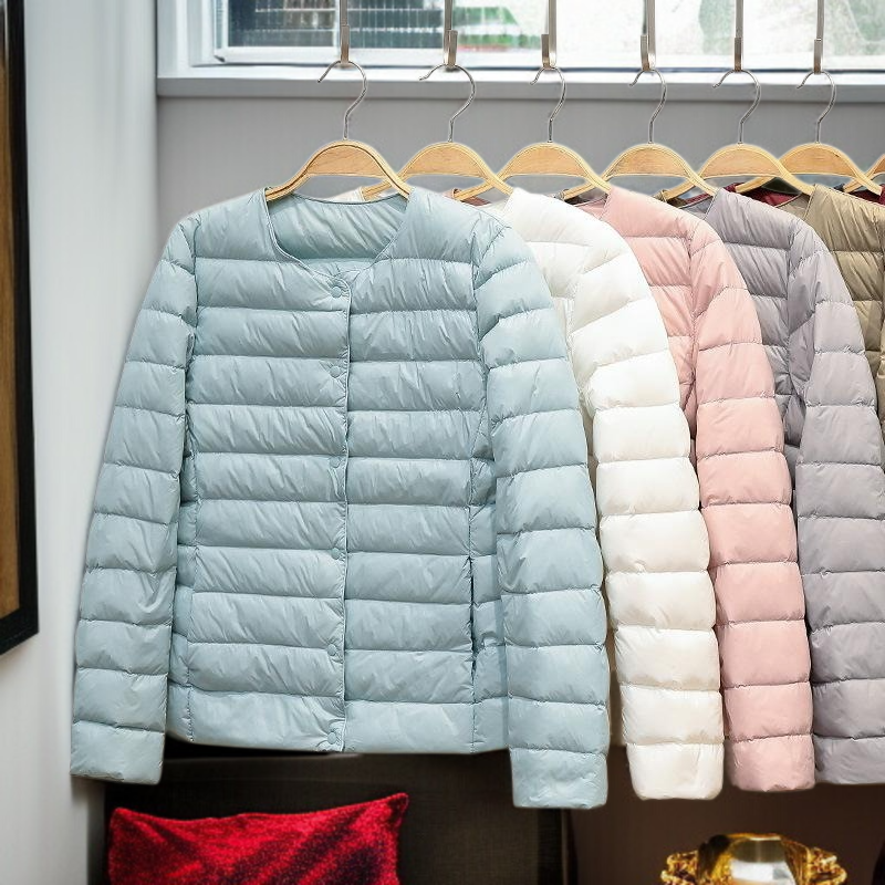 여성복 패딩 슬림형 쇼트 코트 슬림 라운드 패딩