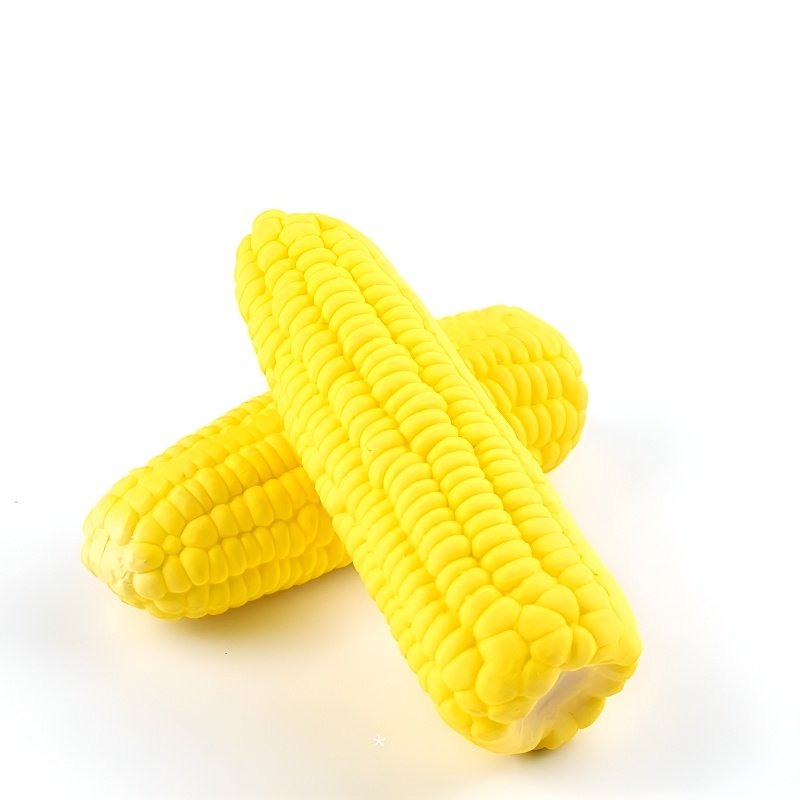 New chew-resistant latex corn-shaped squeaky dog toy