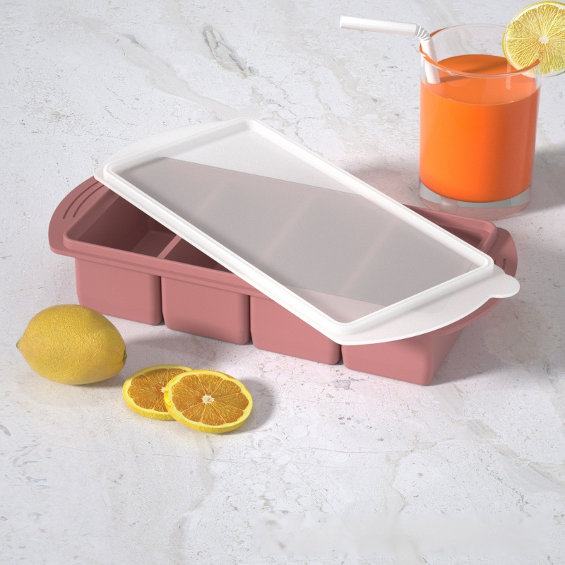 Household 4-Grid Ice Cube Tray with Lid
