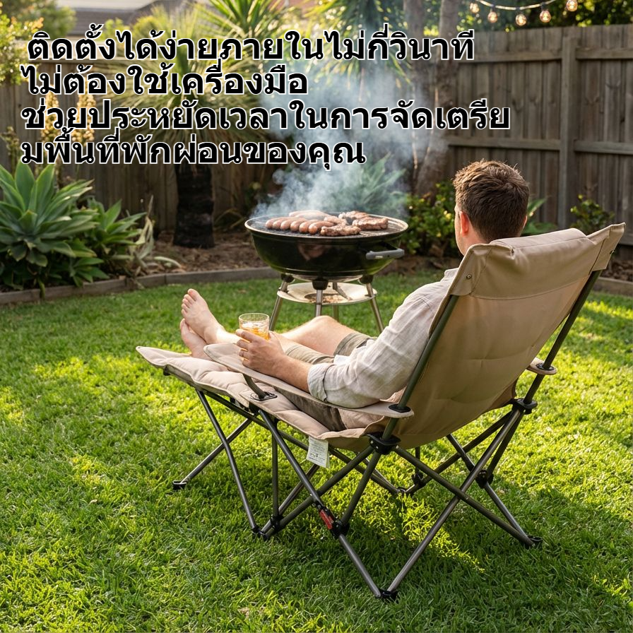 เก้าอี้พับได้เบาะนุ่มพร้อมที่วางขา