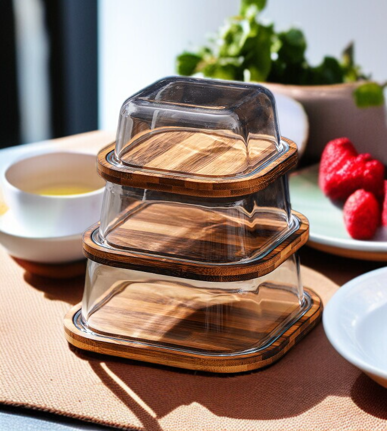 ナチュラルな木目のデザートトレイ