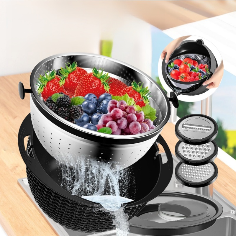 ชุดตะกร้าผักสแตนเลสสองชั้นสำหรับครัวเรือน