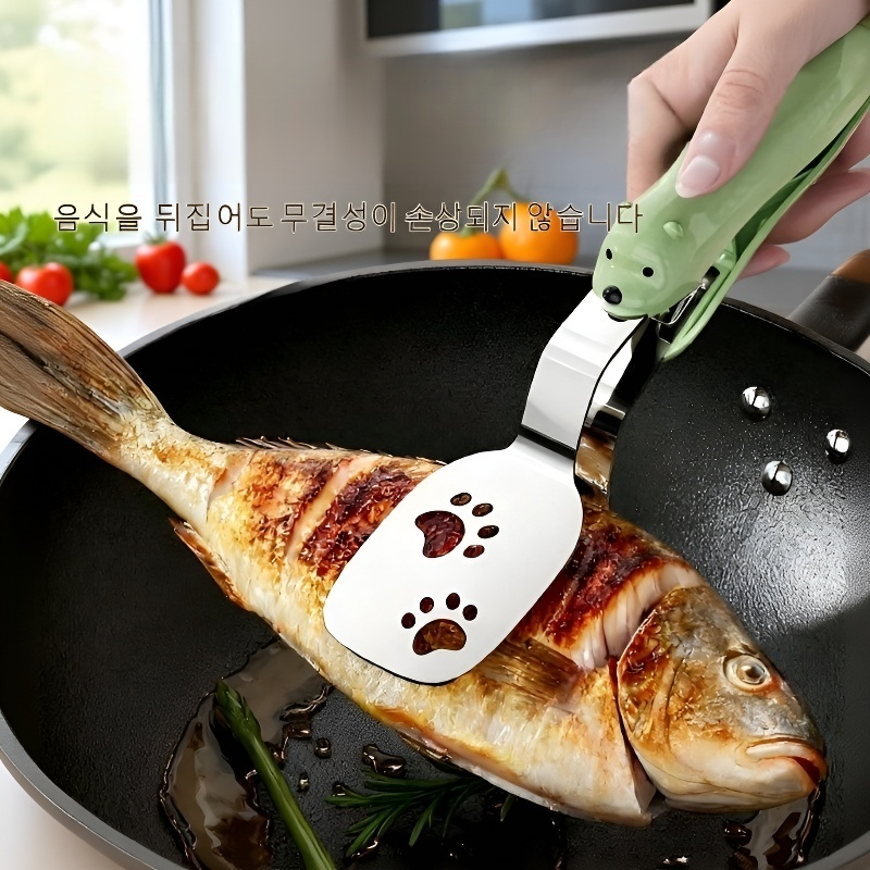 곰돌이 디자인 롱 생선집게 투인원 미끄럼방지 집게
