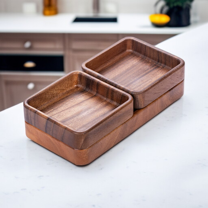 호두색 직사각형 트레이