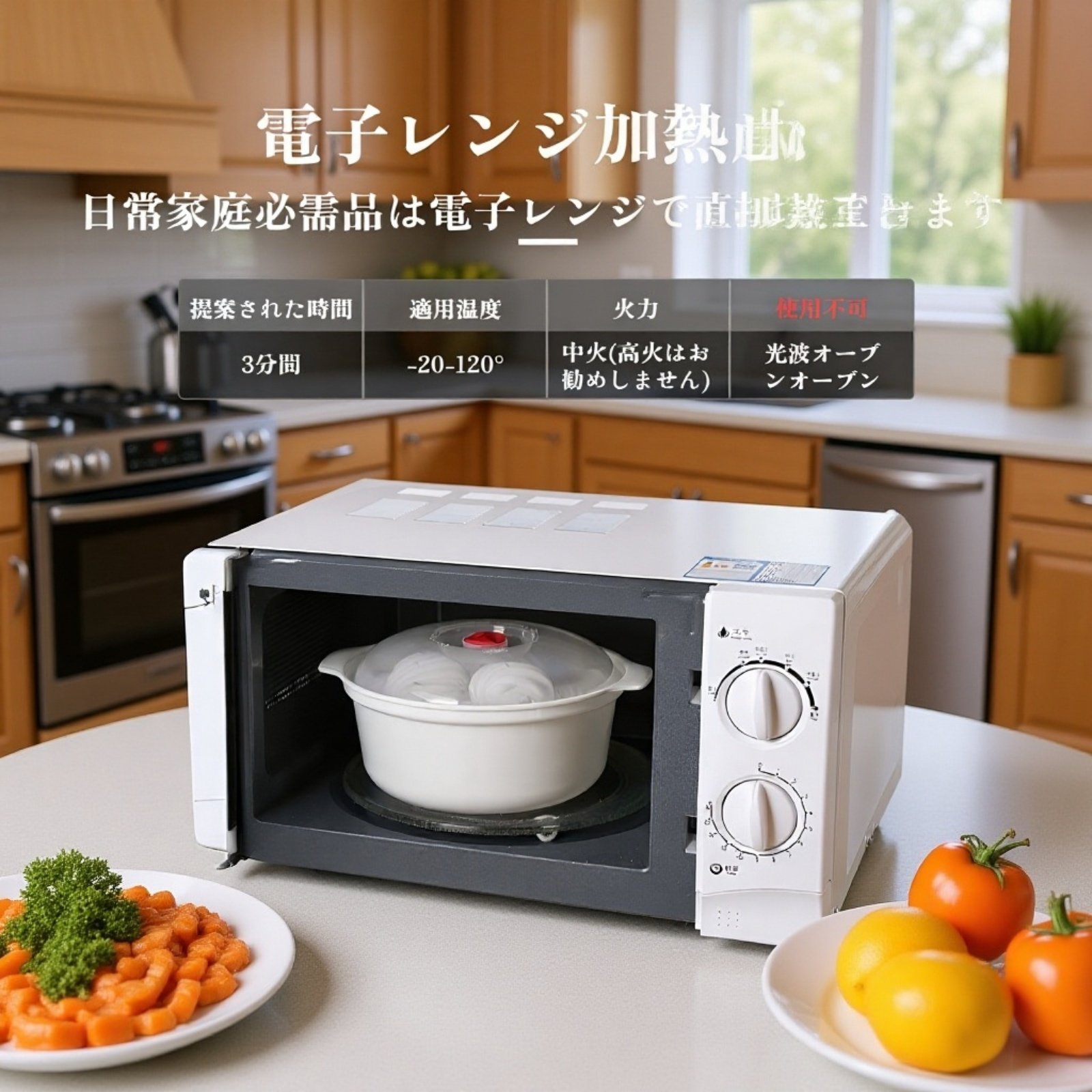 プラスチック製蓋付き丸型両耳弁当箱