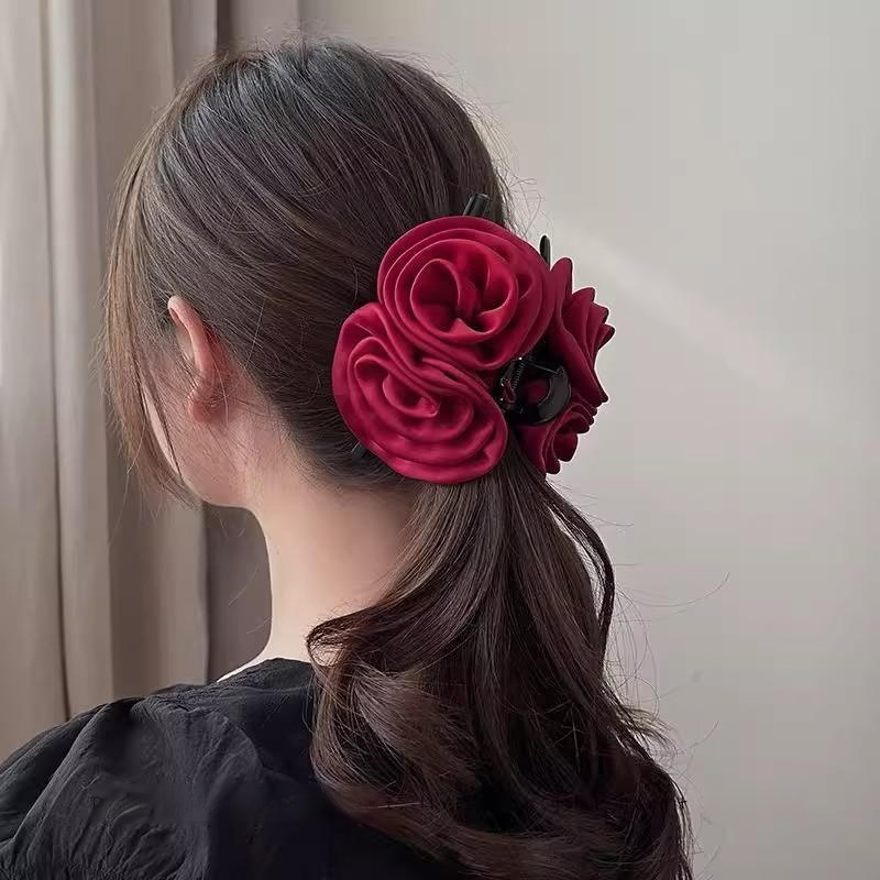 サテンローズヘアクリップ