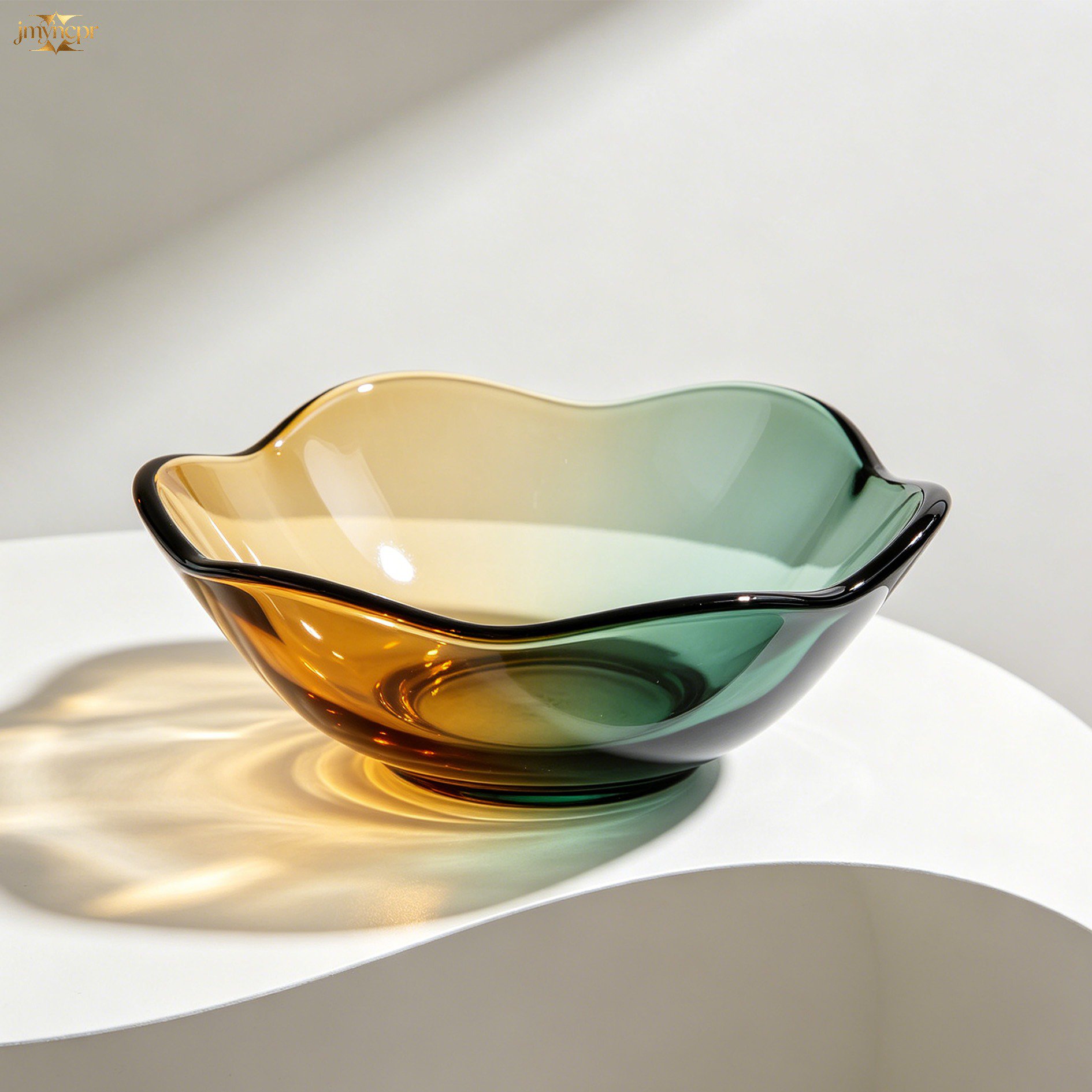 Colorful glass fruit plates for modern table