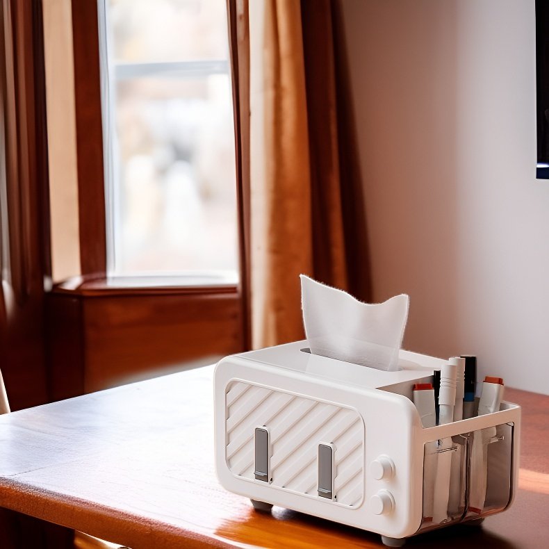 Gładkie pudełko na chusteczki z wielofunkcyjną szufladą