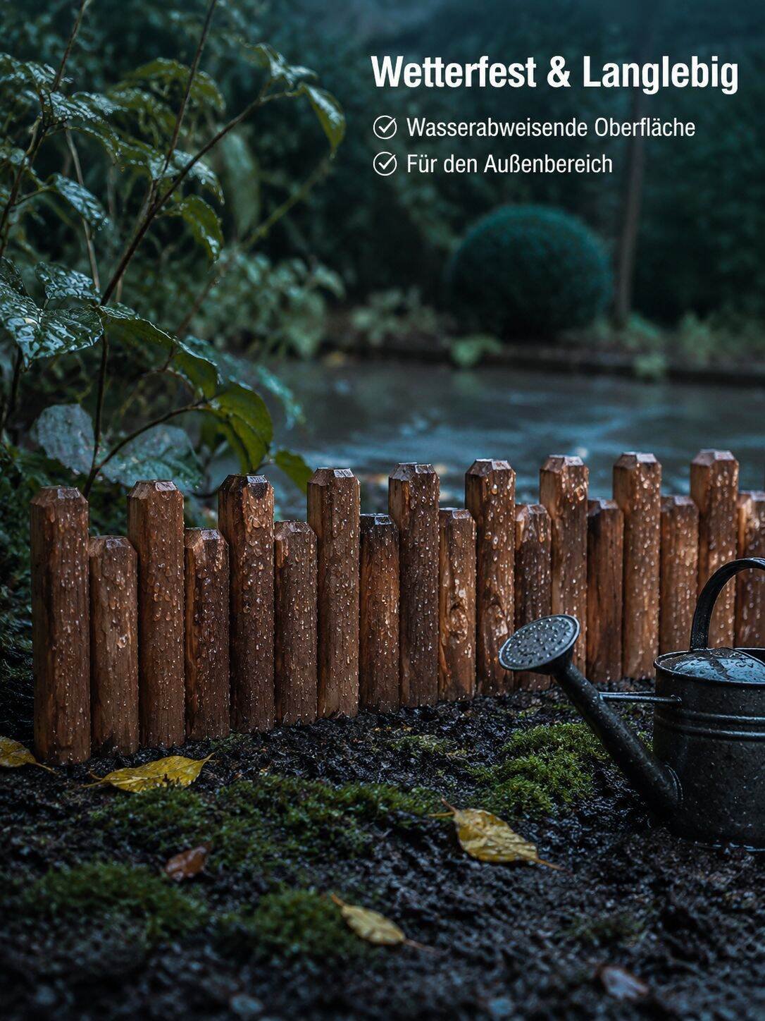 Holzlattenzaun für Garten, Rasen und Terrasse im Außenbereich