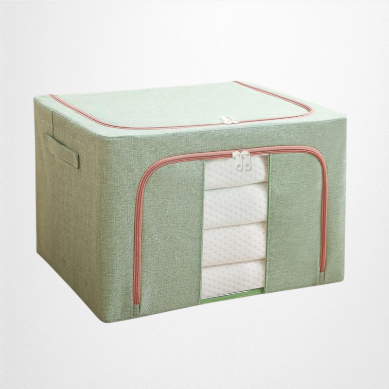 صندوق تخزين الملابس من القماش والقطن والصلب