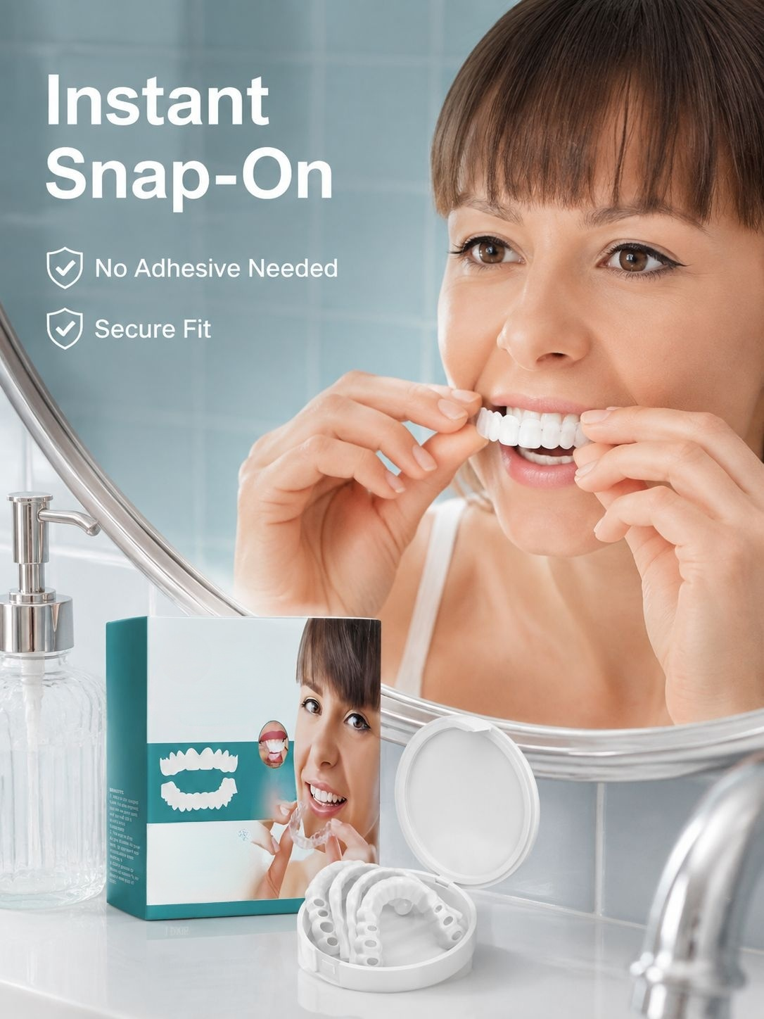 Comfortable Adjustable Clip Dentures, Fits All Mouth Types, Secure Fit