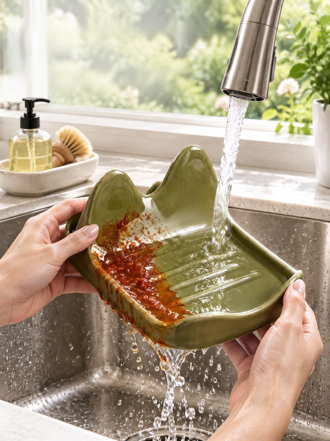 Pot lid and cutting board rack designed for tidy countertop storage
