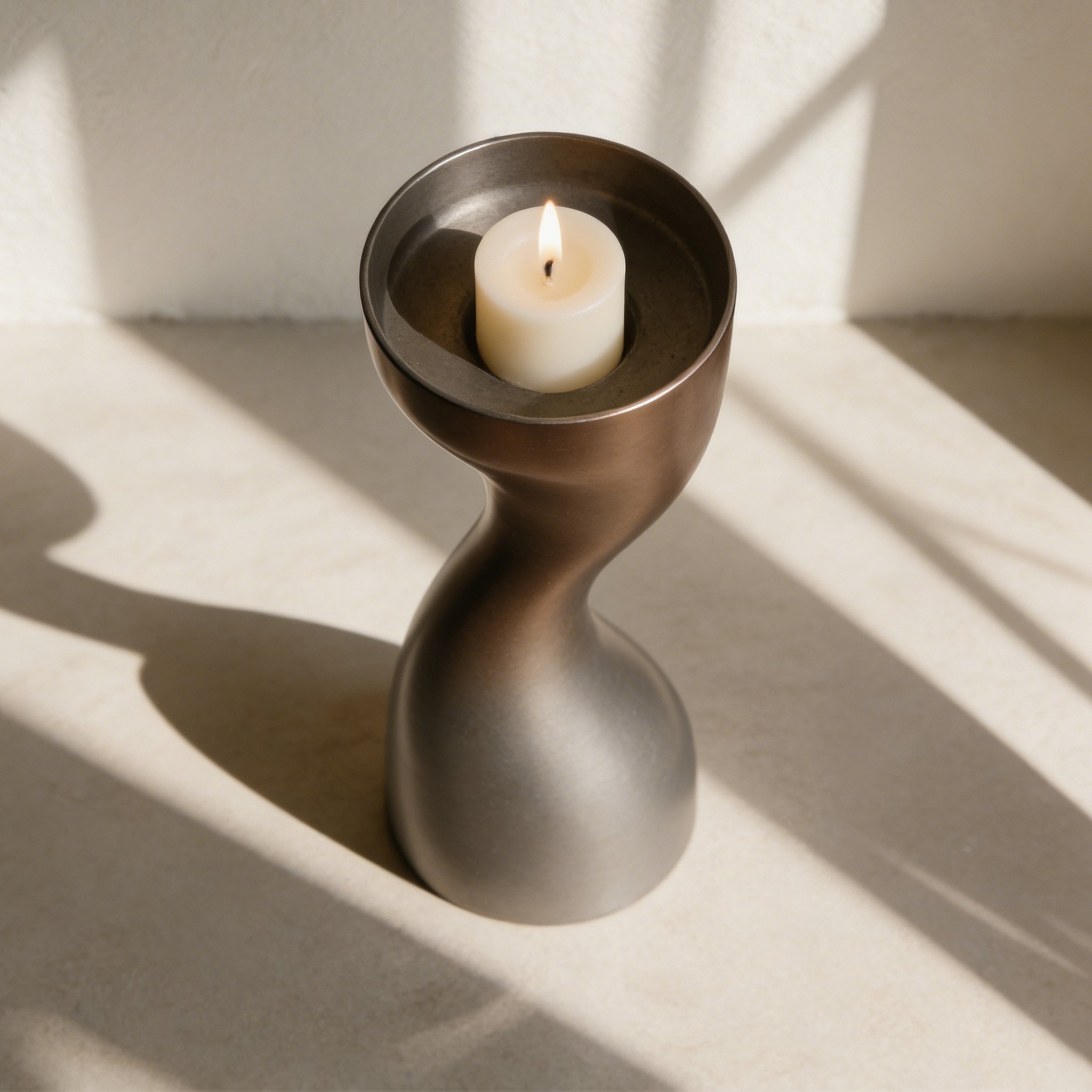 高級感のあるメタルキャンドルホルダーのアップ写真