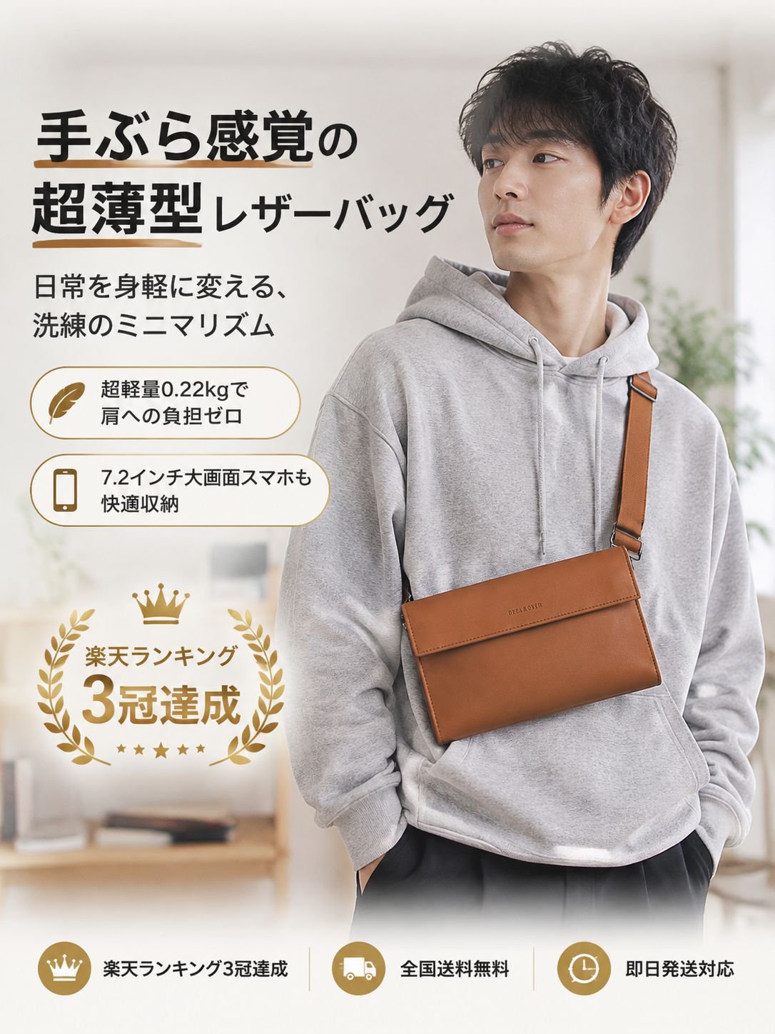 日系トレンドメンズショルダーバッグ