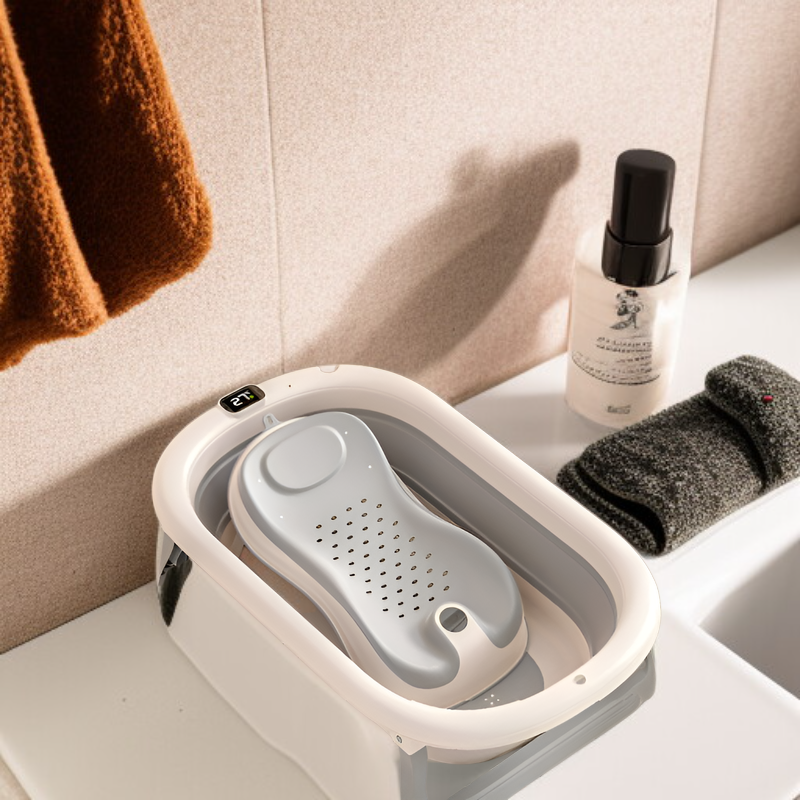 Spacious bath tub for children with temperature control