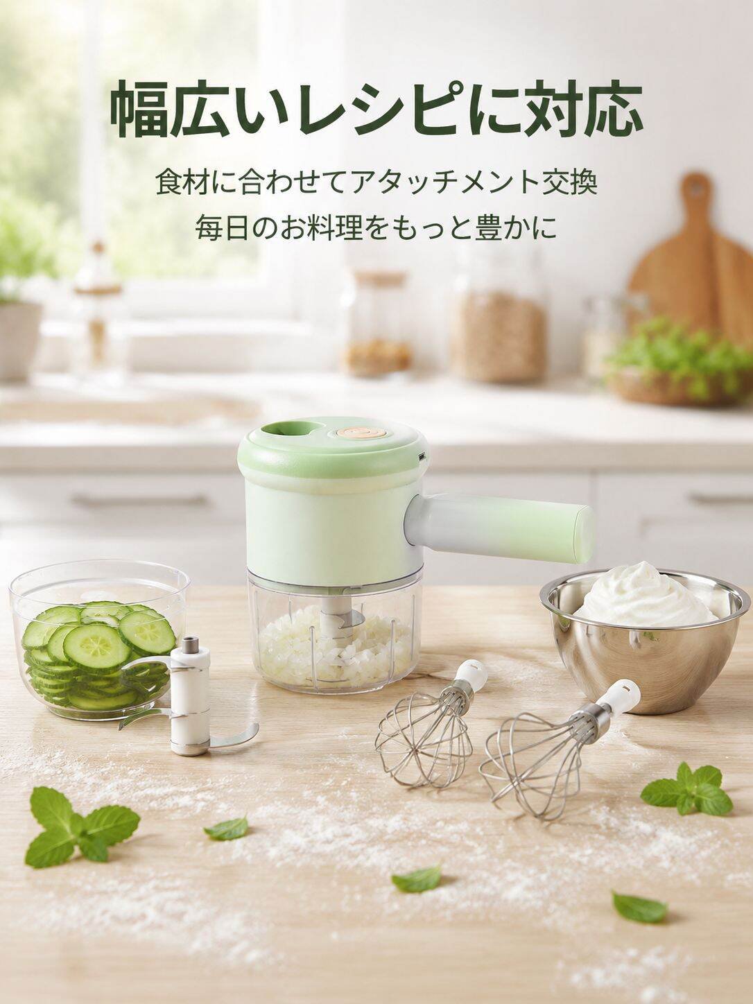 電動みじん切り＆ミキサー多機能セット