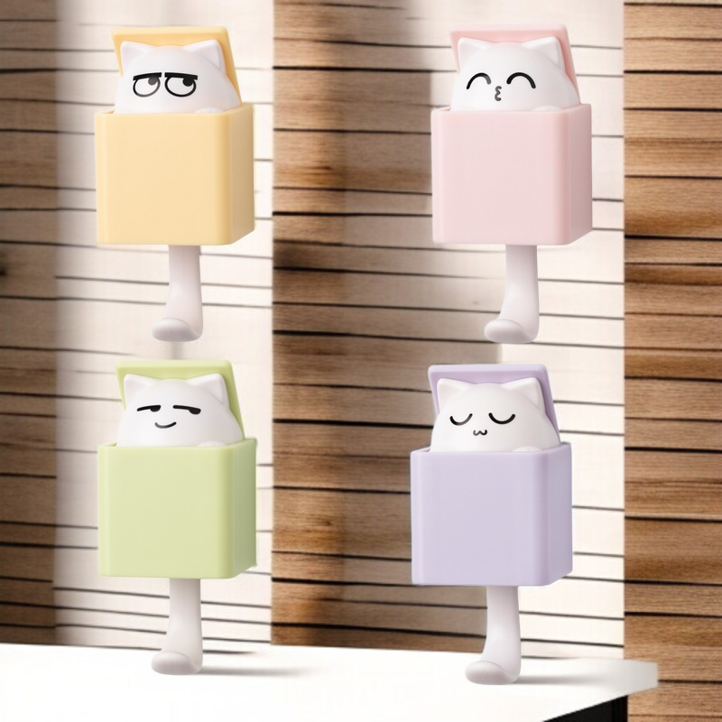 Lindo gancho para gato, gancho de pared telescópico, gancho de pared multiusos, adhesivo sin daños, 