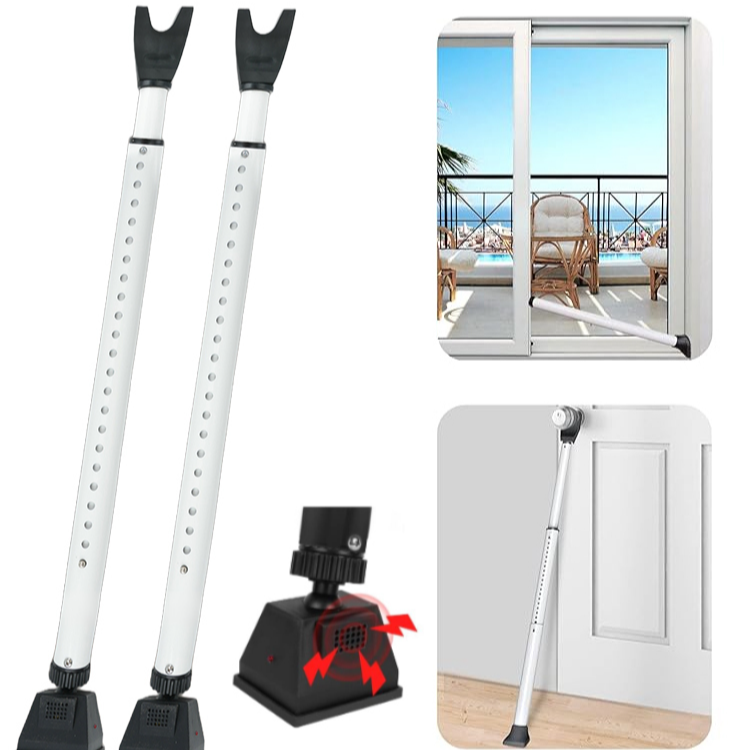 Tope de puerta ajustable telescópico 2 en 1 con función antirrobo para puertas y ventanas