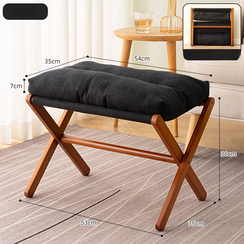 Tabouret pliable épais en bois pour salon, repose-pieds, petit tabouret Maza