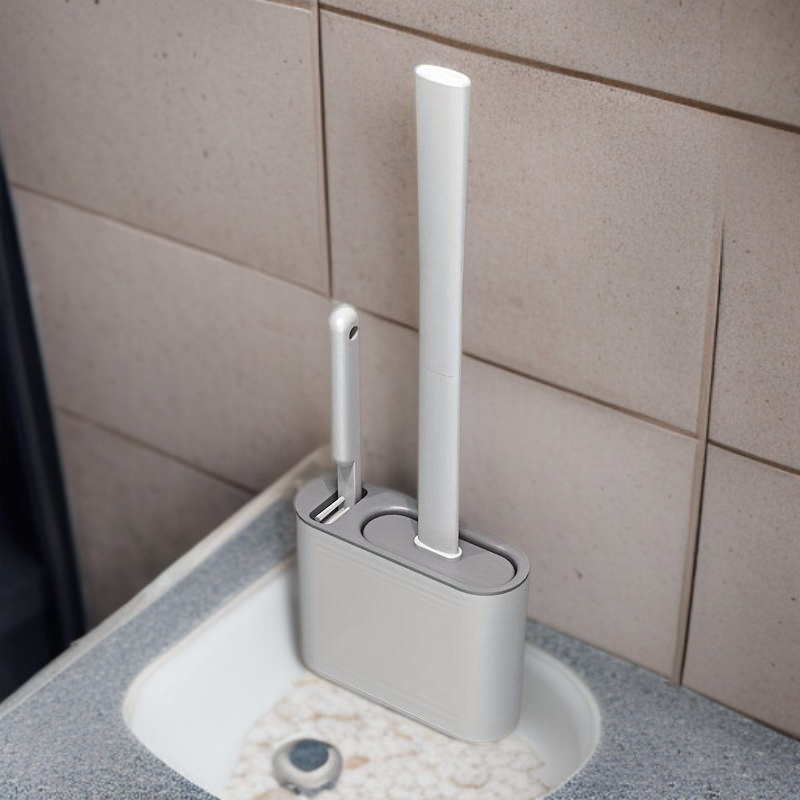 Wall Mounted Toilet Brush with 2 Brush Heads & 1 Holder, Soft Bristle Bathroom Cleaning Tool