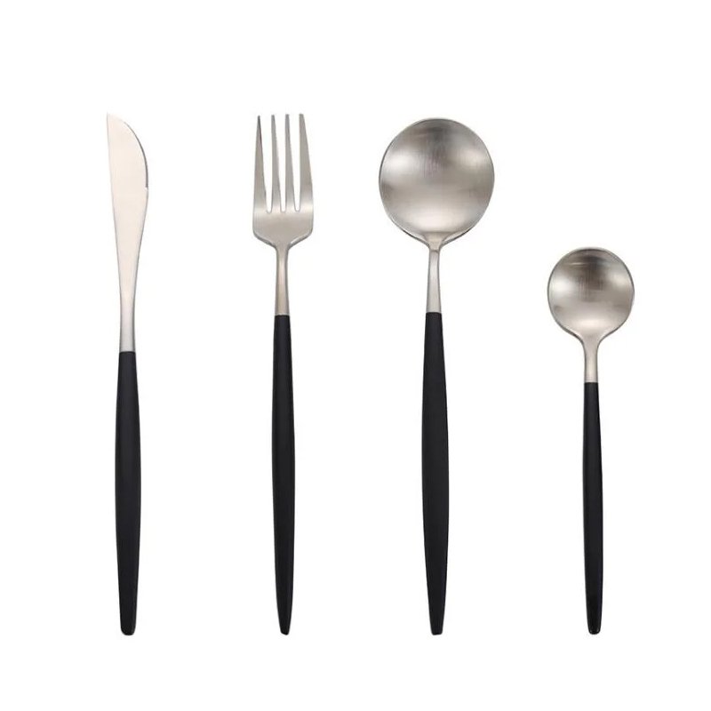 Juego de vajilla dorada de latón de acero inoxidable