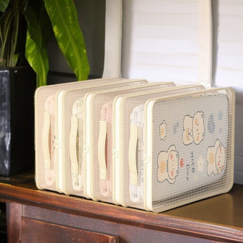 간절기 수납 가방 4종 세트 곰팡이 방지 의류 정리 가방 면 이불 수납 가방 칸막이 망사 옷장 수납 가방