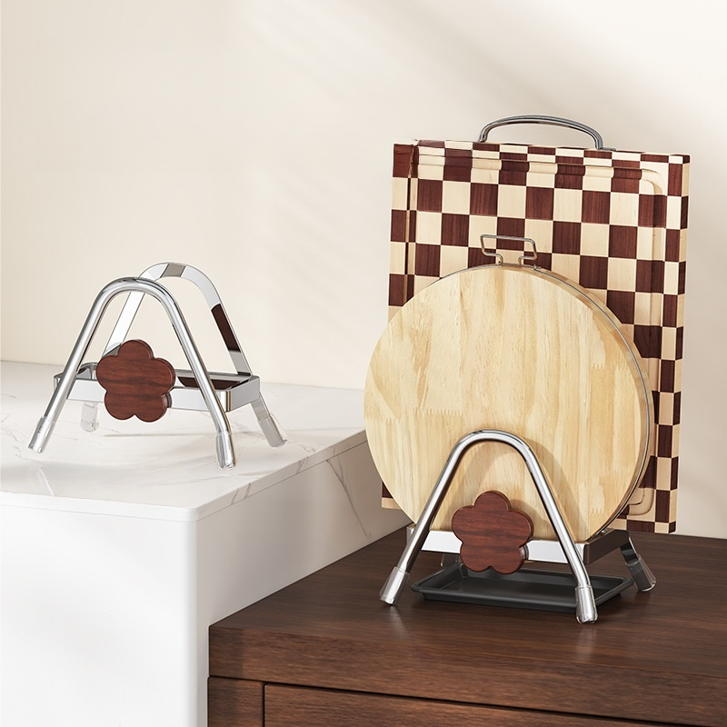 Multi-functional Vintage Style Thick Birch Cutting Board Rack